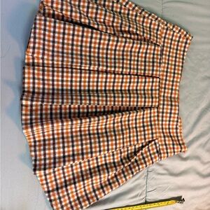 btween Checkered A-Line Skirt in Brown and Orange
